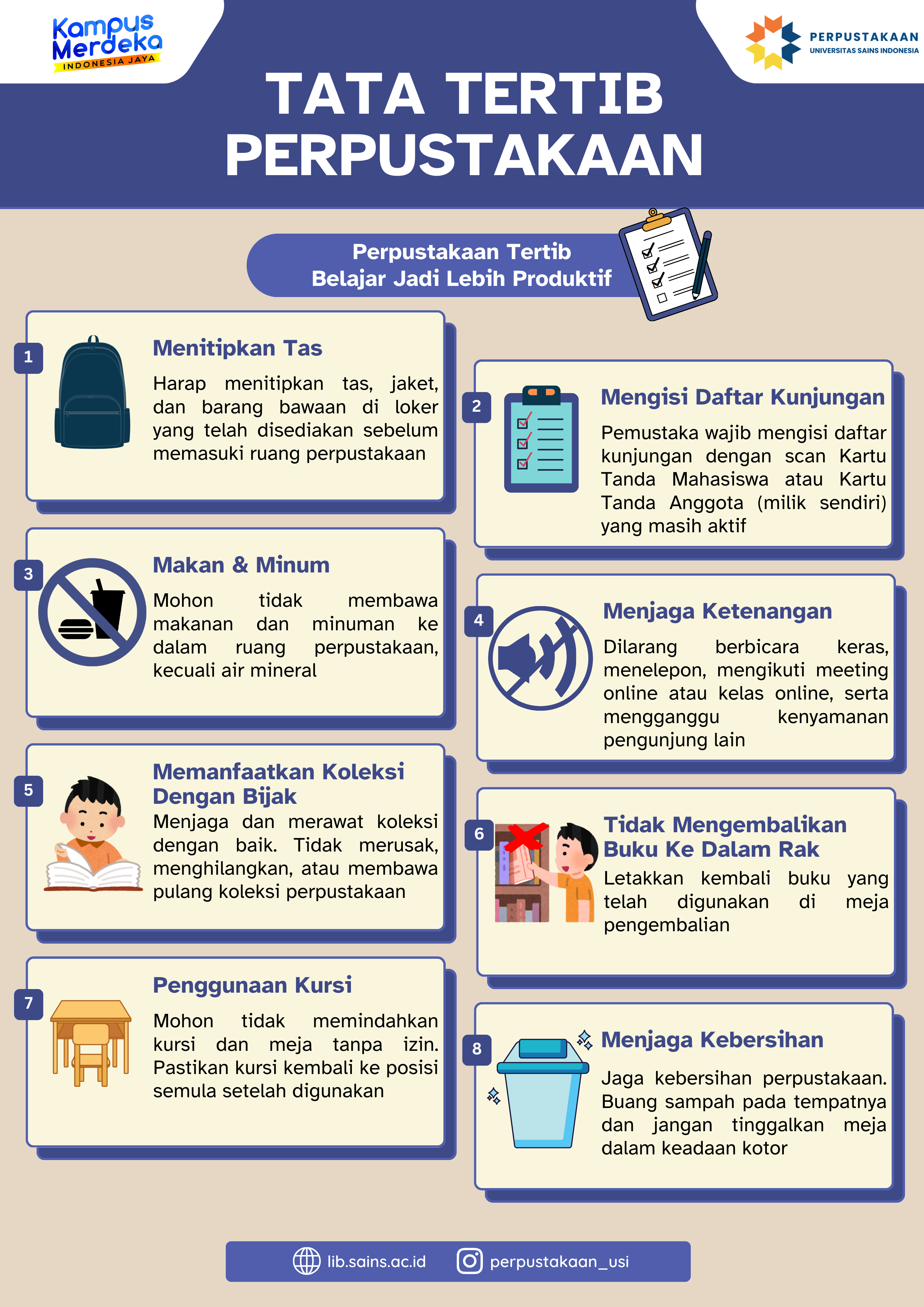 Ilustrasi Tata Tertib Perpustakaan USI